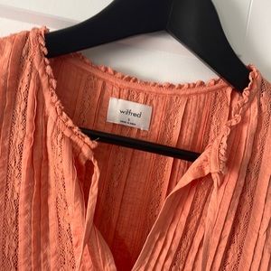 WILFRED long sleeved peach summer dress. Size Small